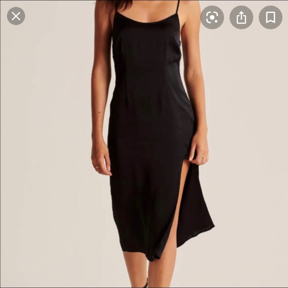 Abercrombie black side slit silk dress